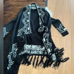 Aztec Fringe swing cardigan by Papermoon sz S/M